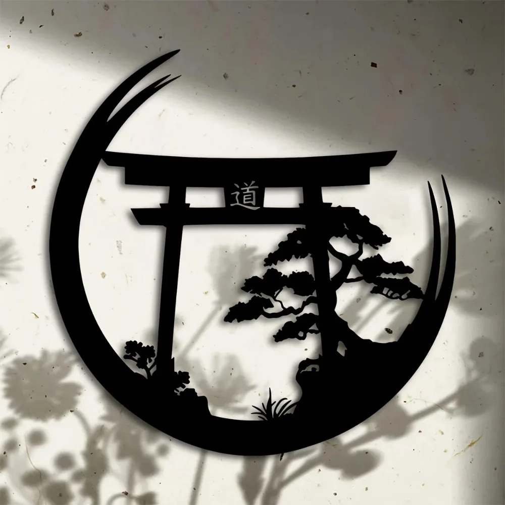 Bonsai Garden Decor - Seni Dinding Logam Gerbang Torii Bonsai