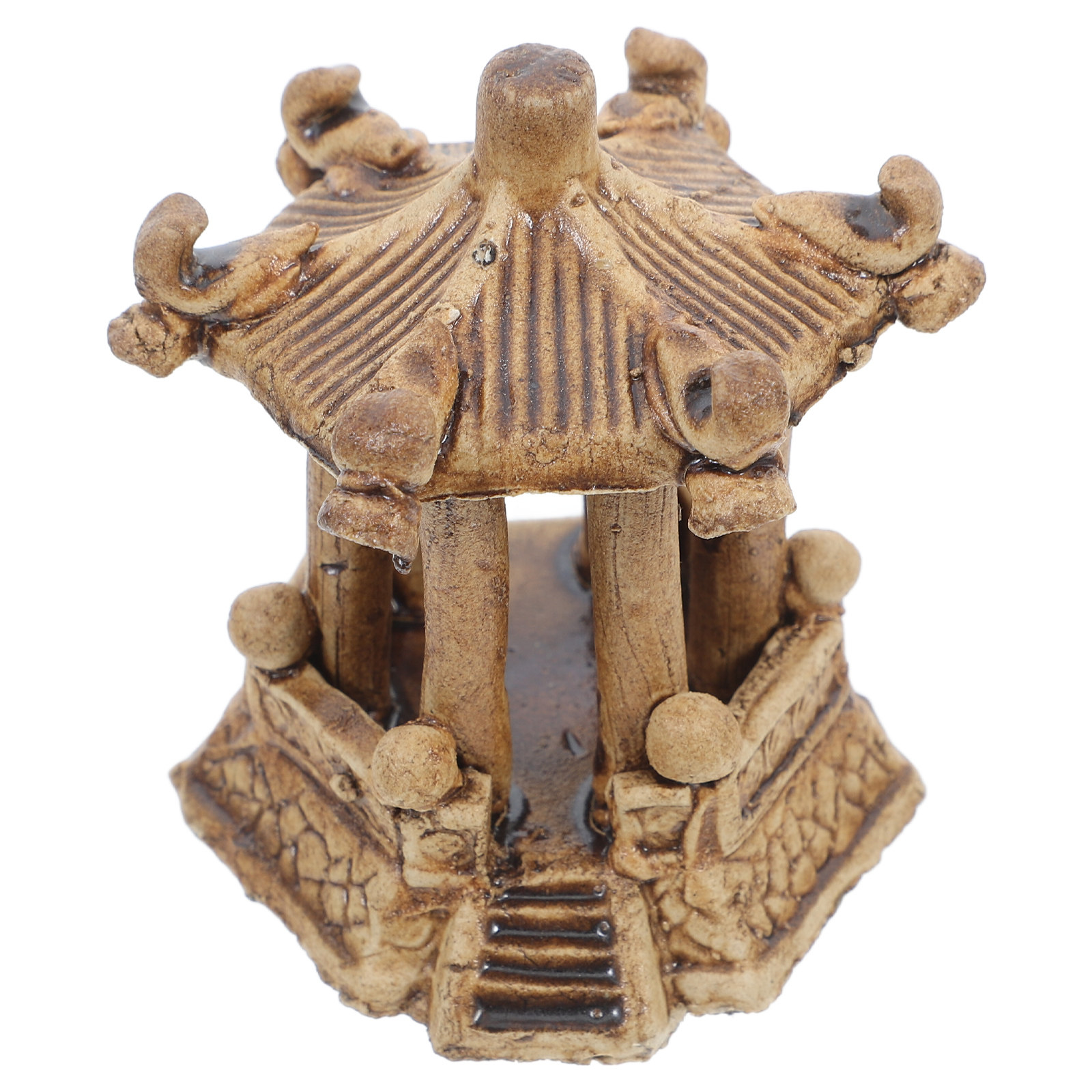 Bonsai Garden Decor - Patung Pagoda Heksagonal Keramik Miniatur Dekorasi