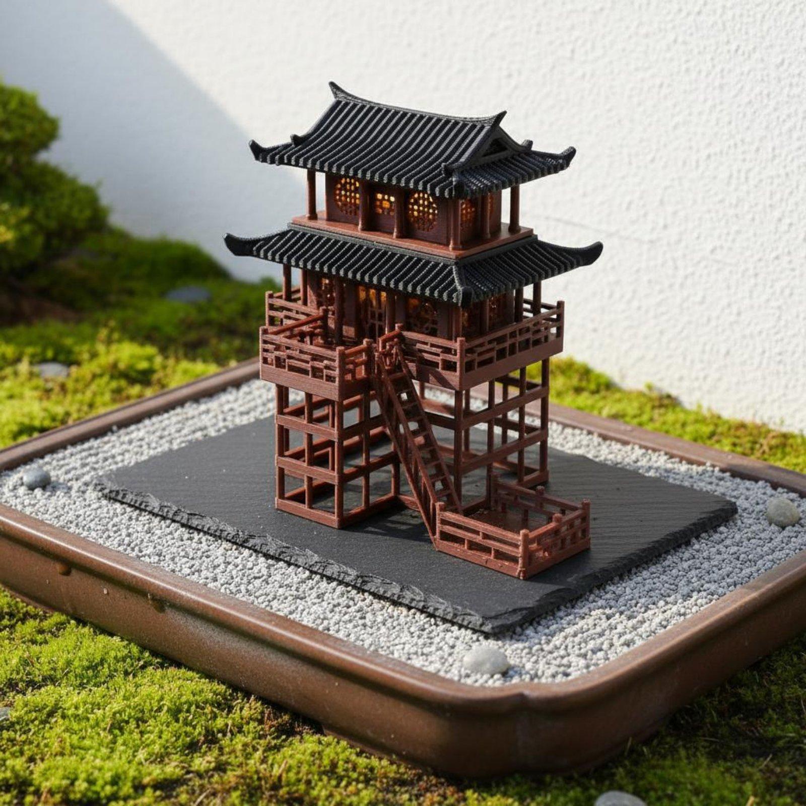 Bonsai Gardener - Pagoda Plastik Mini untuk Meja Rumah,