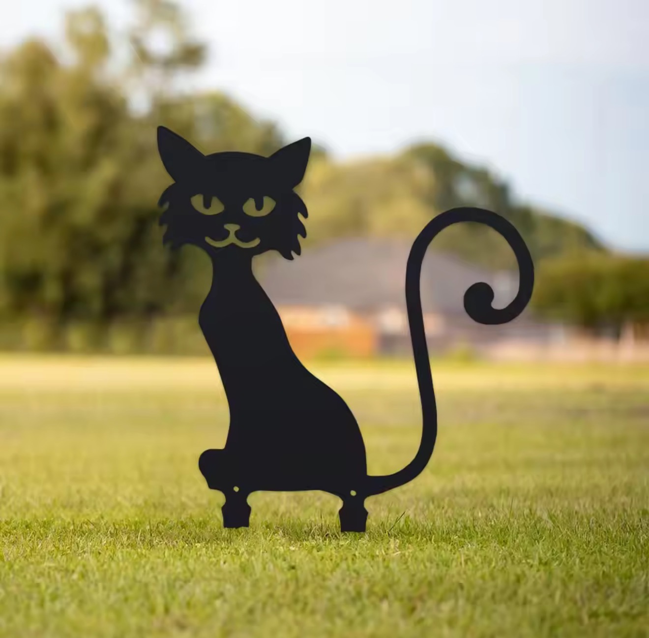 Patung Kucing Hitam Berbulu ya - Bonsai Garden Decor ulasan dan harga