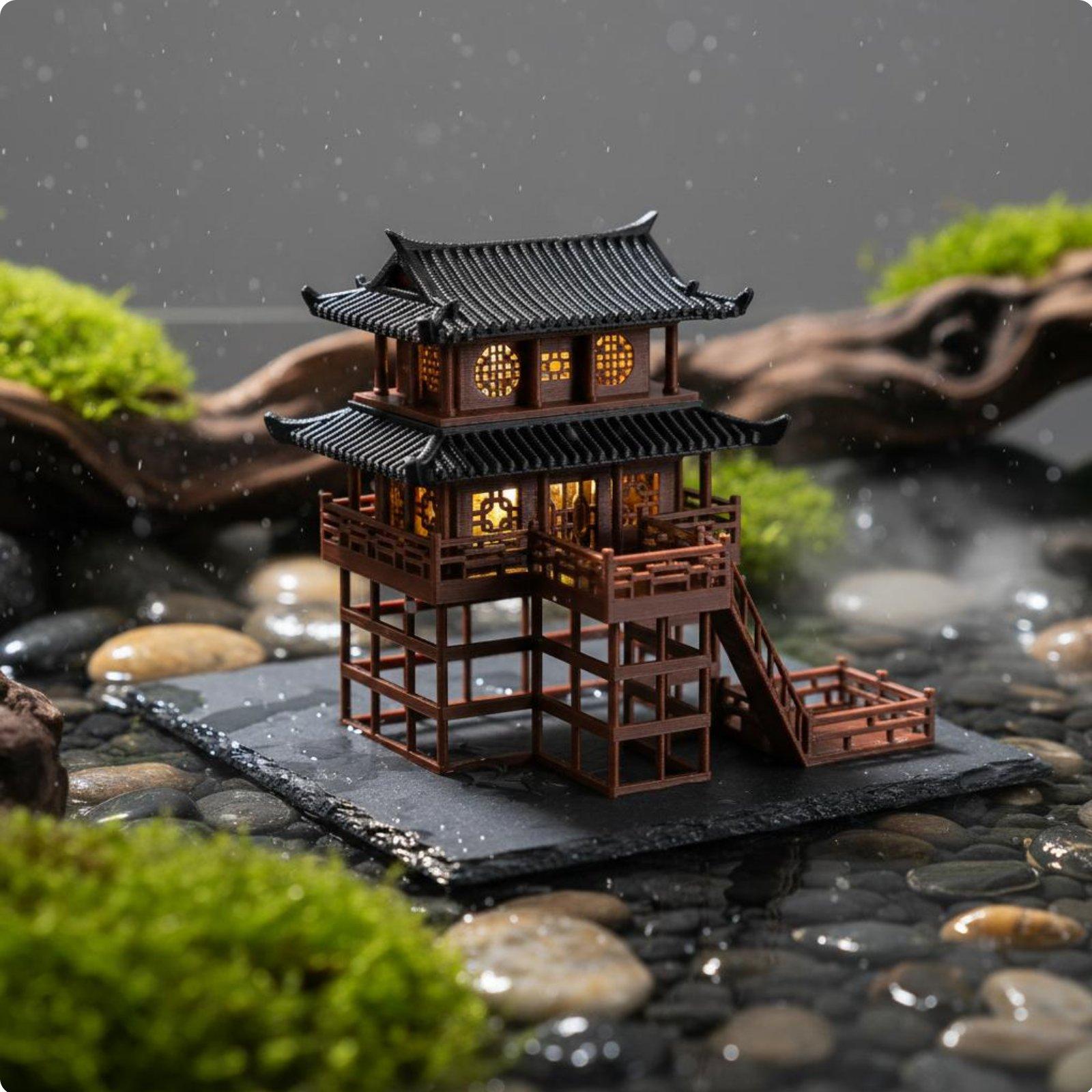Pagoda Plastik Mini untuk Meja - Bonsai Gardener ulasan dan harga